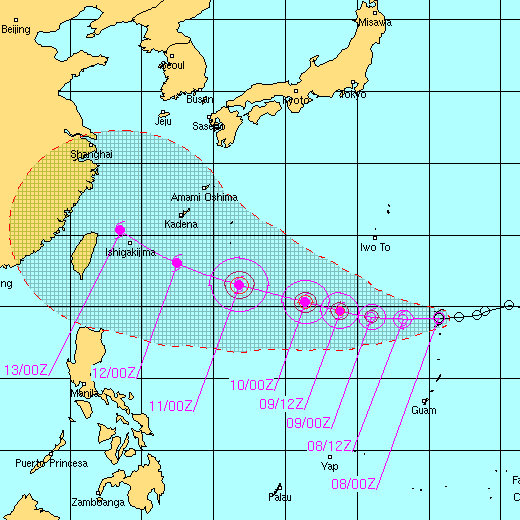 台風7号の予想進路図