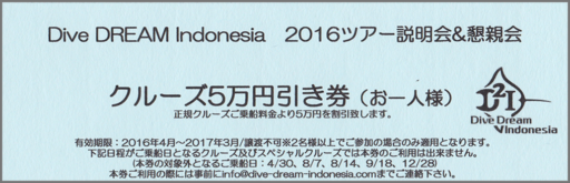 Dive Dream Indonesiaの5万円引き券